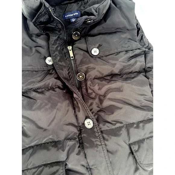 Lands End Thick Down Puffer Vest Womens LARGE Black Feather insulated Jacket ECU - Picture 5 of 9